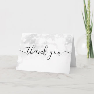 Custom White Wedding Bokeh Thank You Card