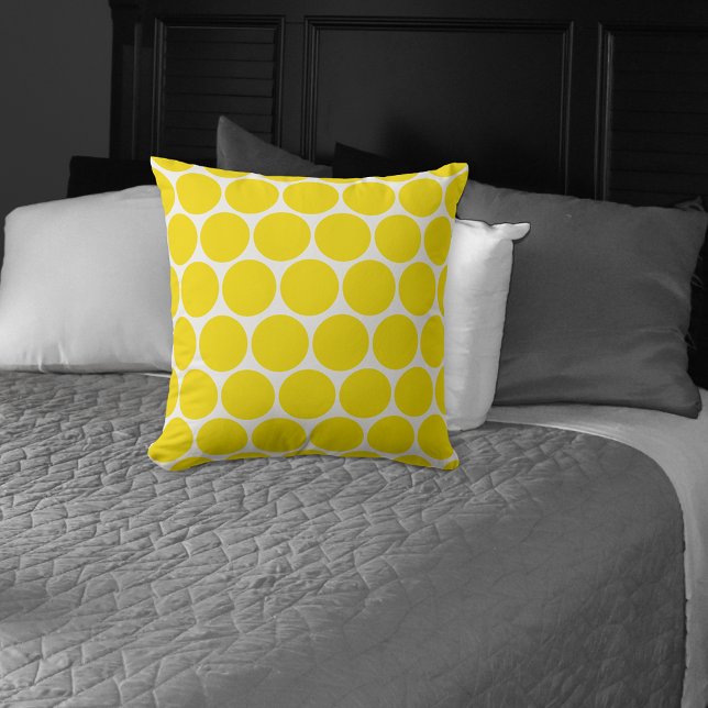 Custom White With Yellow Polka Dots Pattern Pillow (Creator Uploaded)
