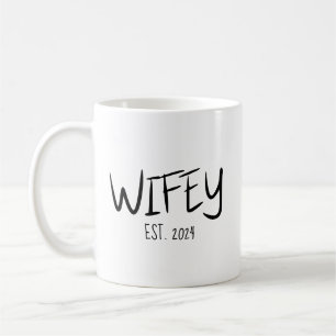 Custom Wifey EST Year Couple Wedding Anniversary Coffee Mug