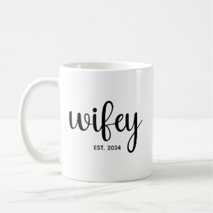 Custom Wifey EST Year Couple Wedding Anniversary Coffee Mug