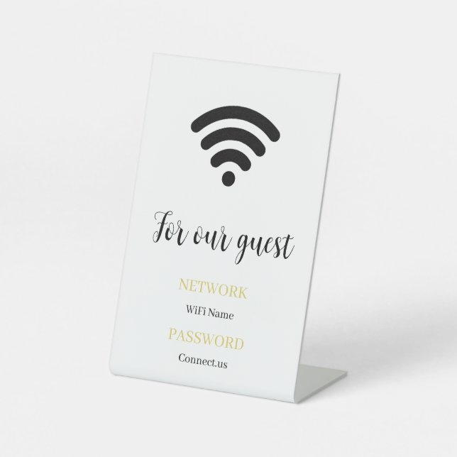 Custom WiFi Info Display Stand Minimal Pedestal Sign (Front)