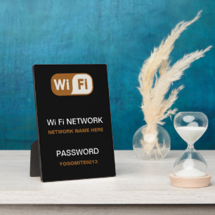 Custom WiFi Network Password Info Black Colour Plaque