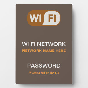 Custom WiFi Network Password Info Coffee Colour Plaque