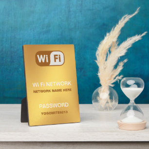 Custom WiFi Network Password Info Golden Colour Plaque