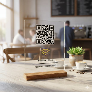 Custom Wifi QR Code   Network Password Modern Acrylic Sign