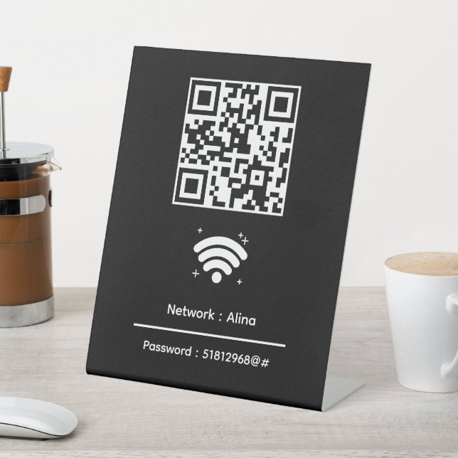 Custom Wifi QR Code | Network Password Modern Pedestal Sign (In SItu)