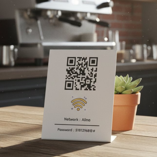 Custom Wifi QR Code | Network Password Modern Pedestal Sign (Creator Uploaded)
