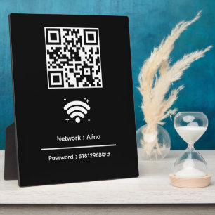 Custom Wifi QR Code Network Password Modern Plaque