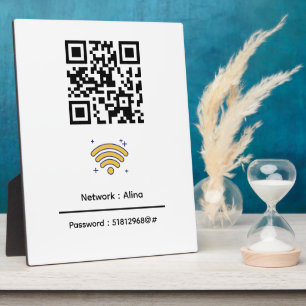 Custom Wifi QR Code Network Password Modern Plaque