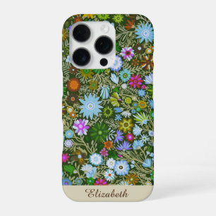 Custom Wild Green Field Blooms iPhone 16 Pro Case