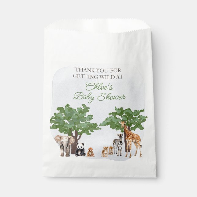 Custom Wild One Animal Safari Animal Favour Bags (Front)