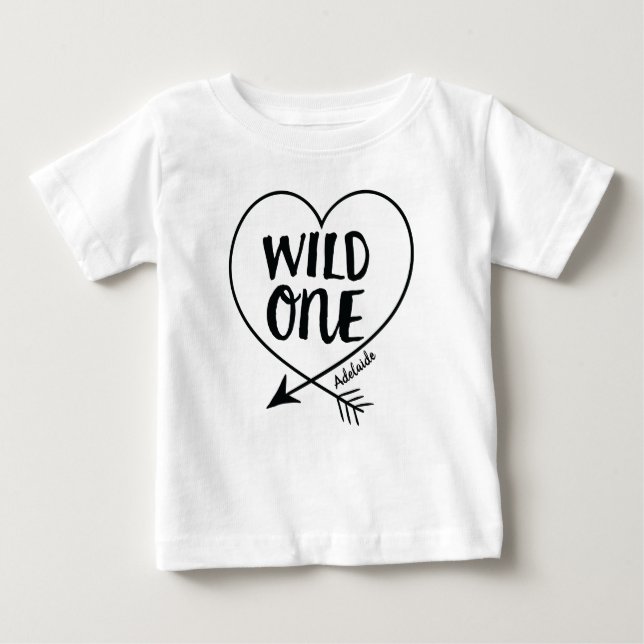 Custom Wild One First Birthday Baby T-Shirt (Front)