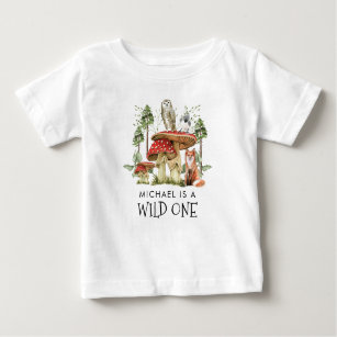 Custom Wild One Woodland Animals First Birthday Baby T-Shirt
