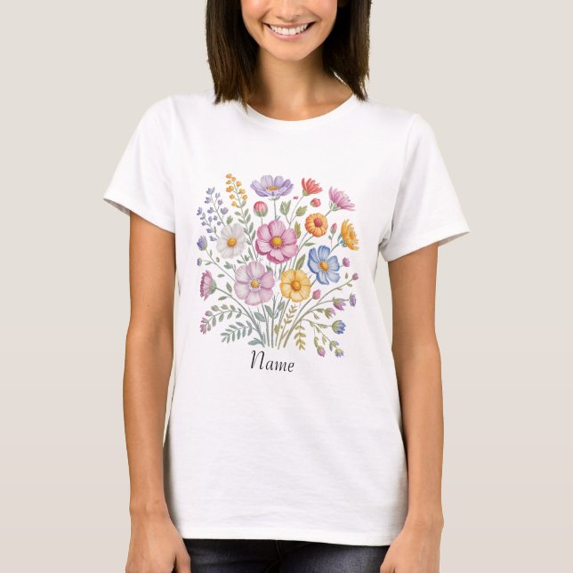 Custom Wildflower Bouquet Name T-Shirt (Front)