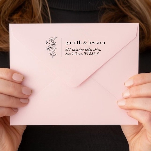 Custom Wildflower Bouquet Return Address  Self-inking Stamp (Custom Wildflower Bouquet Return Address Self-inking Stamp)