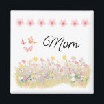 Custom Wildflower Butterfly Magnet<br><div class="desc">Brighten up her space with this beautiful magnet featuring delicate wildflowers and graceful butterflies. Perfect for adding a soft, nature-inspired touch to refrigerators, lockers, or office spaces, this design turns an everyday item into something truly special. Personalise it with a name to create a unique and thoughtful gift she’ll enjoy...</div>
