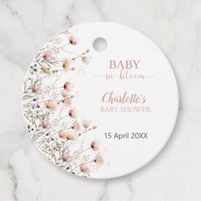 custom wildflower floral favor tag template (Front)