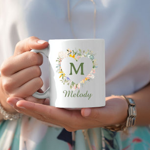 Custom Wildflower Garden Charm Monogram/Name Coffee Mug