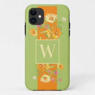 Custom Wildflower Green Floral Monogram Case-Mate iPhone Case