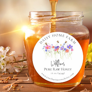 Custom Wildflower Honey Jar Apiary Bee Business Classic Round Sticker