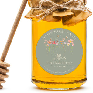 Custom Wildflower Honey Jar Bee Apiary Business  Classic Round Sticker