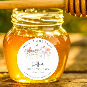 Custom Wildflower Honey Jar Bee Apiary Business Classic Round Sticker