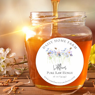 Custom Wildflower Honey Jar Bee Apiary Business Classic Round Sticker