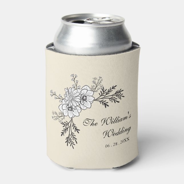 Custom Wildflower Rustic Wedding Can Cooler (Can Front)