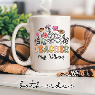 Custom Wildflower Teacher Mug, Graduation Gift Coffee Mug