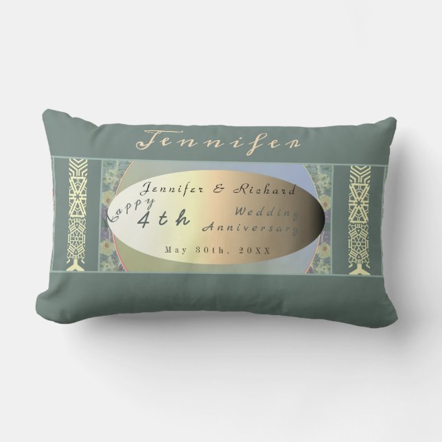 Custom Wildflower Wedding Anniversary  Lumbar Pill Cushion (Front)