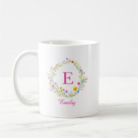 Custom Wildflower Wreath Monogram Name