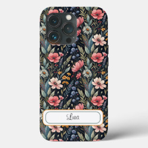 Custom Wildflowers Botanical Inspiration Black iPhone 13 Pro Case