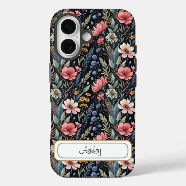 Custom Wildflowers Botanical Inspiration Black Case-Mate iPhone Case (Back)