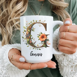 Custom Wildflowers Initial Birthday Mug For Mum