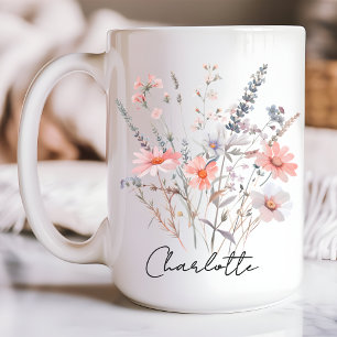 Custom Wildflowers Mug, Gift for Her & Mum Coffee Mug