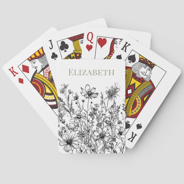 Custom Wildflowers Personalised  Playing Cards (Back)