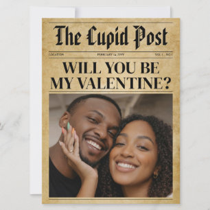 Custom Will You Be My Valentine Newspaper Card