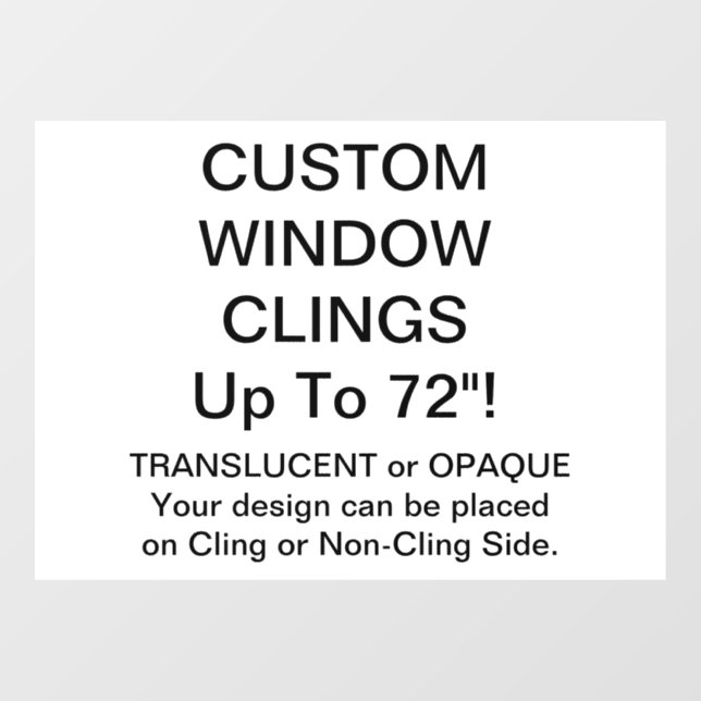 Custom Window Cling FULLY OPAQUE SHEET 11" x 8" (Sheet)