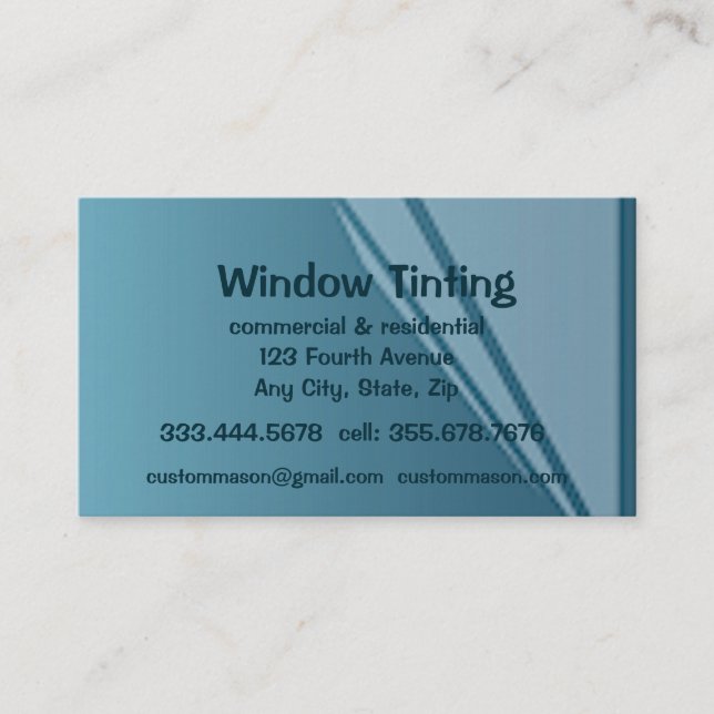 Custom Windows Tinting Maintenance  Business Card (Front)