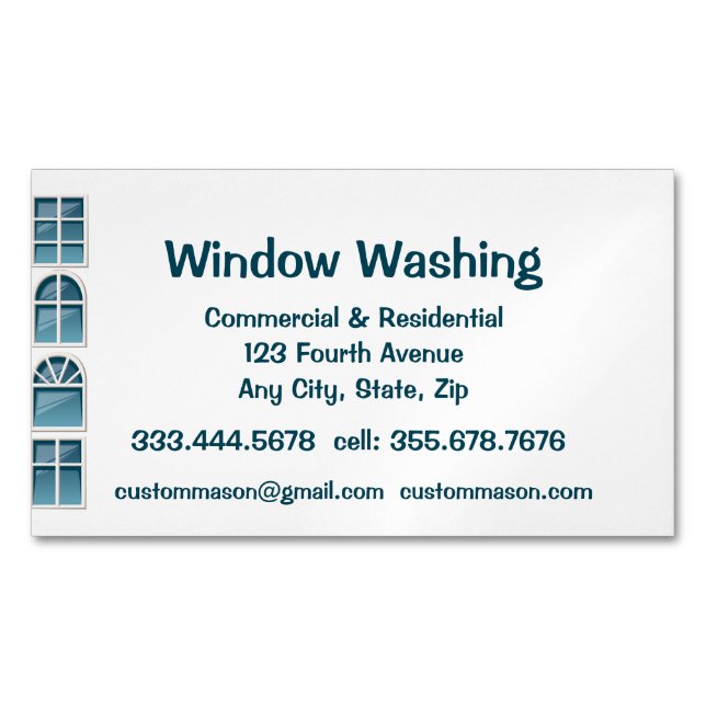 Custom Windows Washing Washer Magnetic Business Card (Front)