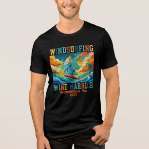 Custom Windsurfing Surfer Location Date Name Tri-Blend Shirt