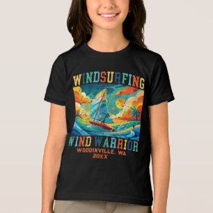 Custom Windsurfing Surfer Location Date Name Tri-Blend Shirt