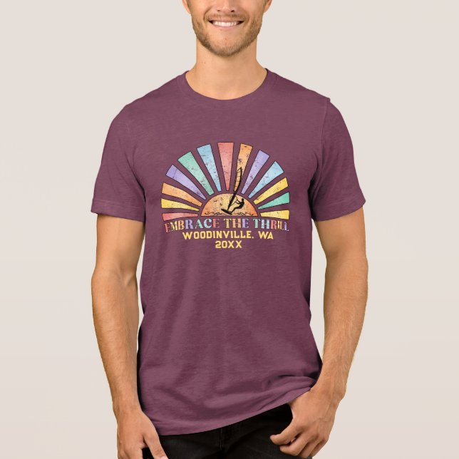 Custom Windsurfing Surfer Location Date Name Tri-Blend Shirt (Front)