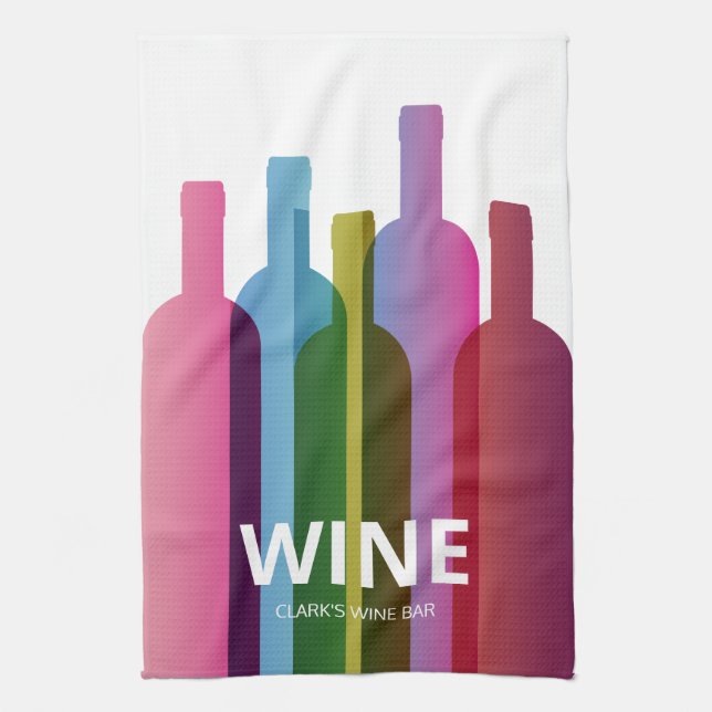 Custom Wine Bottles Modern Style Tea Towel (Vertical)