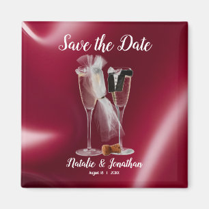 Custom Wine Glasses Save The Date Magnet