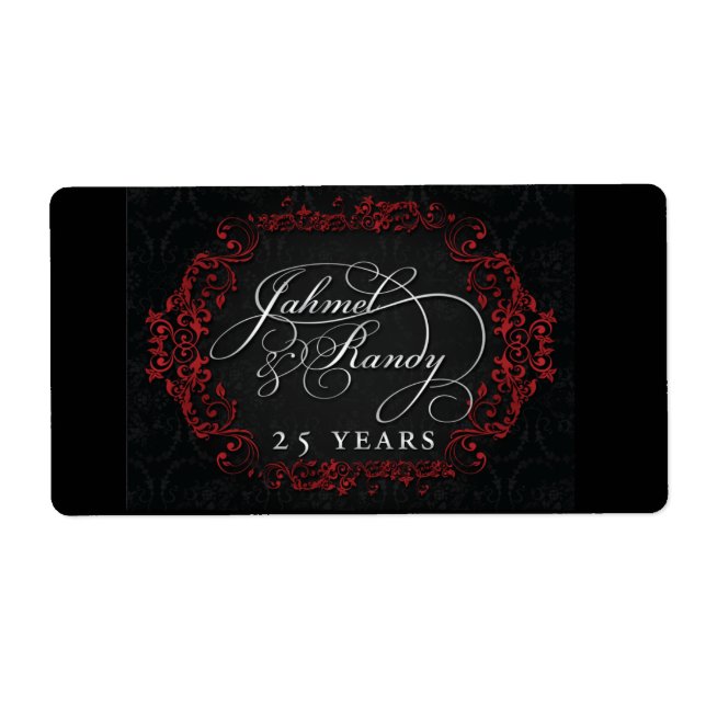 Custom wine labels for 25th anniversary (Front)