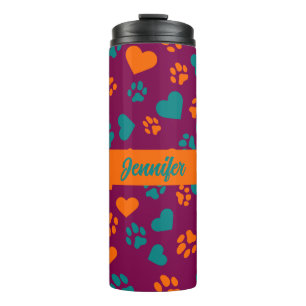Custom Wine Purple Paw Print Tumbler 