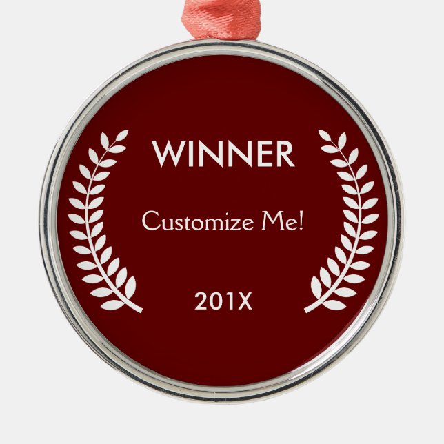 Custom Winner Laurels Metal Tree Decoration (Front)