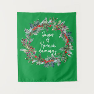 Custom Winter Backdrop Green Wedding Photo Booth Tapestry