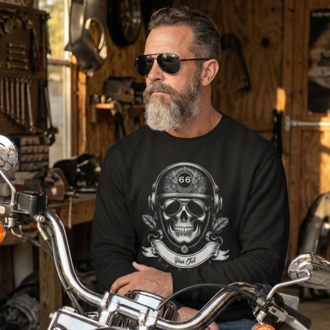 Custom Winter Biker Skull Motorcycle 2 Sided Sweatshirt (Creator Uploaded)